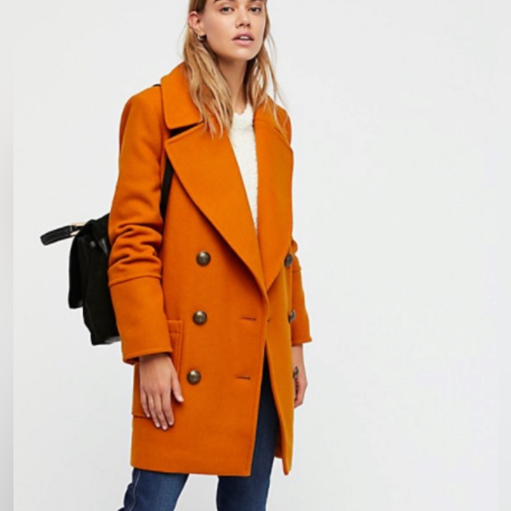 Free People Naiomi Solid Wool Peacoat Size Small